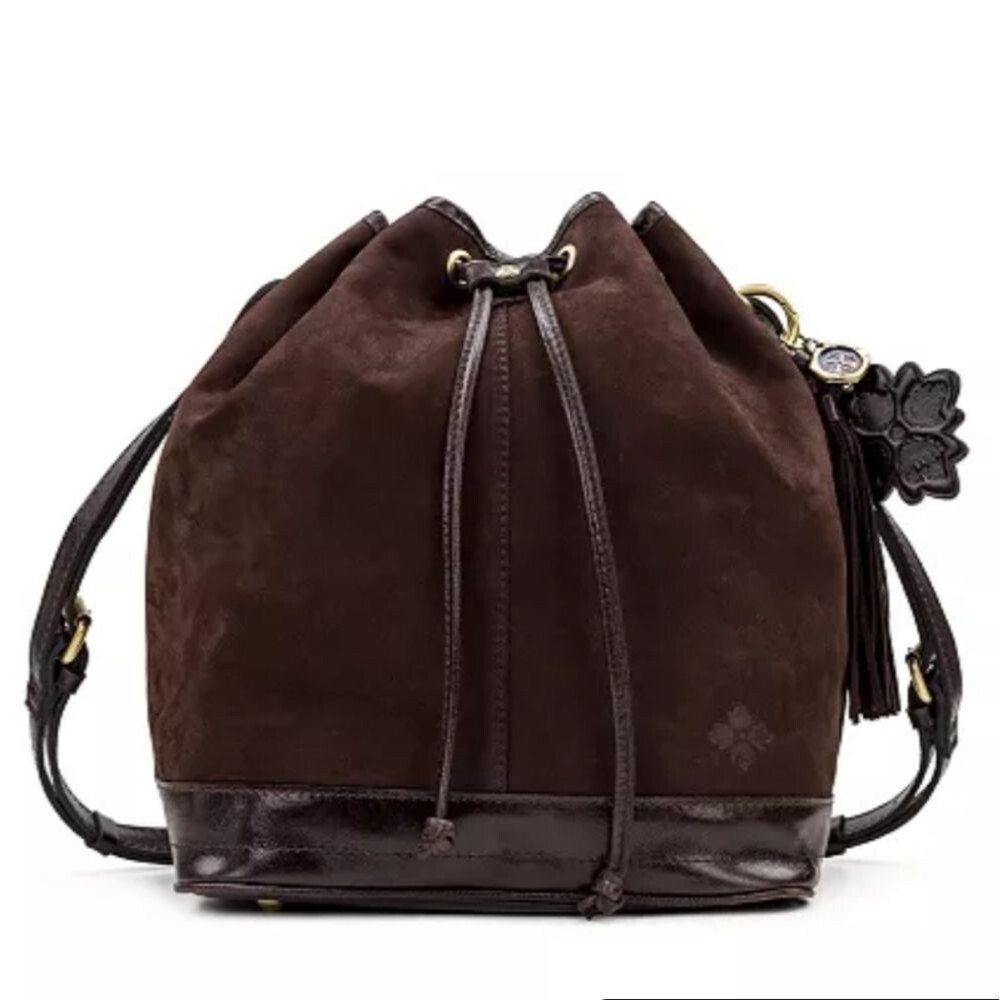 Patricia Nash Chocolate Brown Melrose Drawstring Floret Key Fob Large Bag - Picture 2 of 12